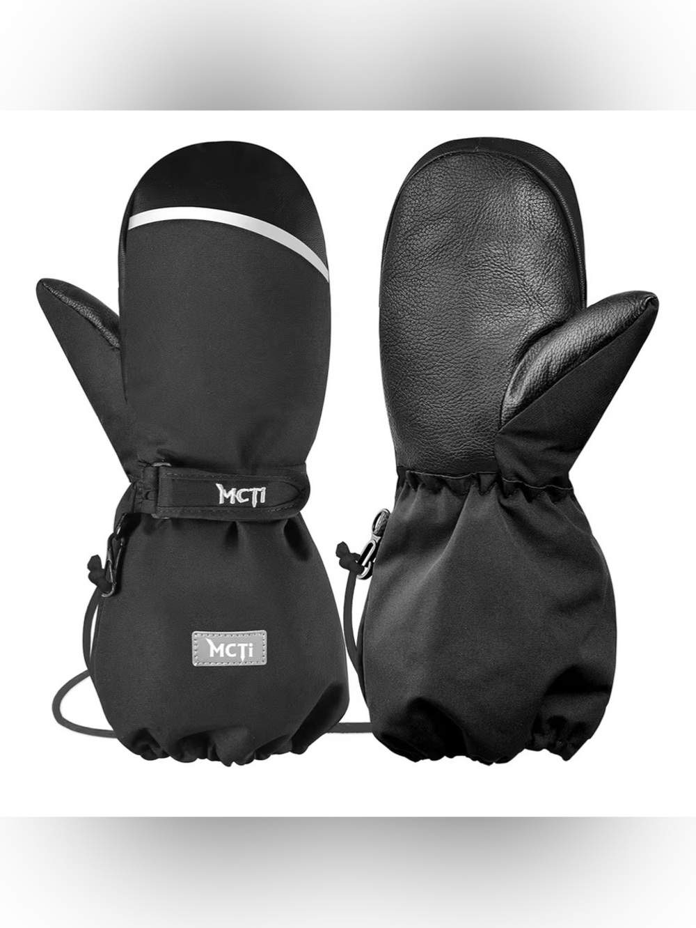 Men's Black Insulated Waterproof Ski Mittens